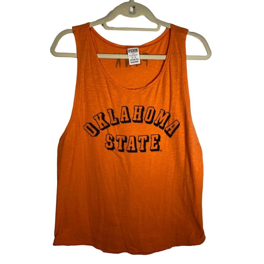 Victoria's Secret PINK Women's Orange Tank Top Size M Oklahoma State